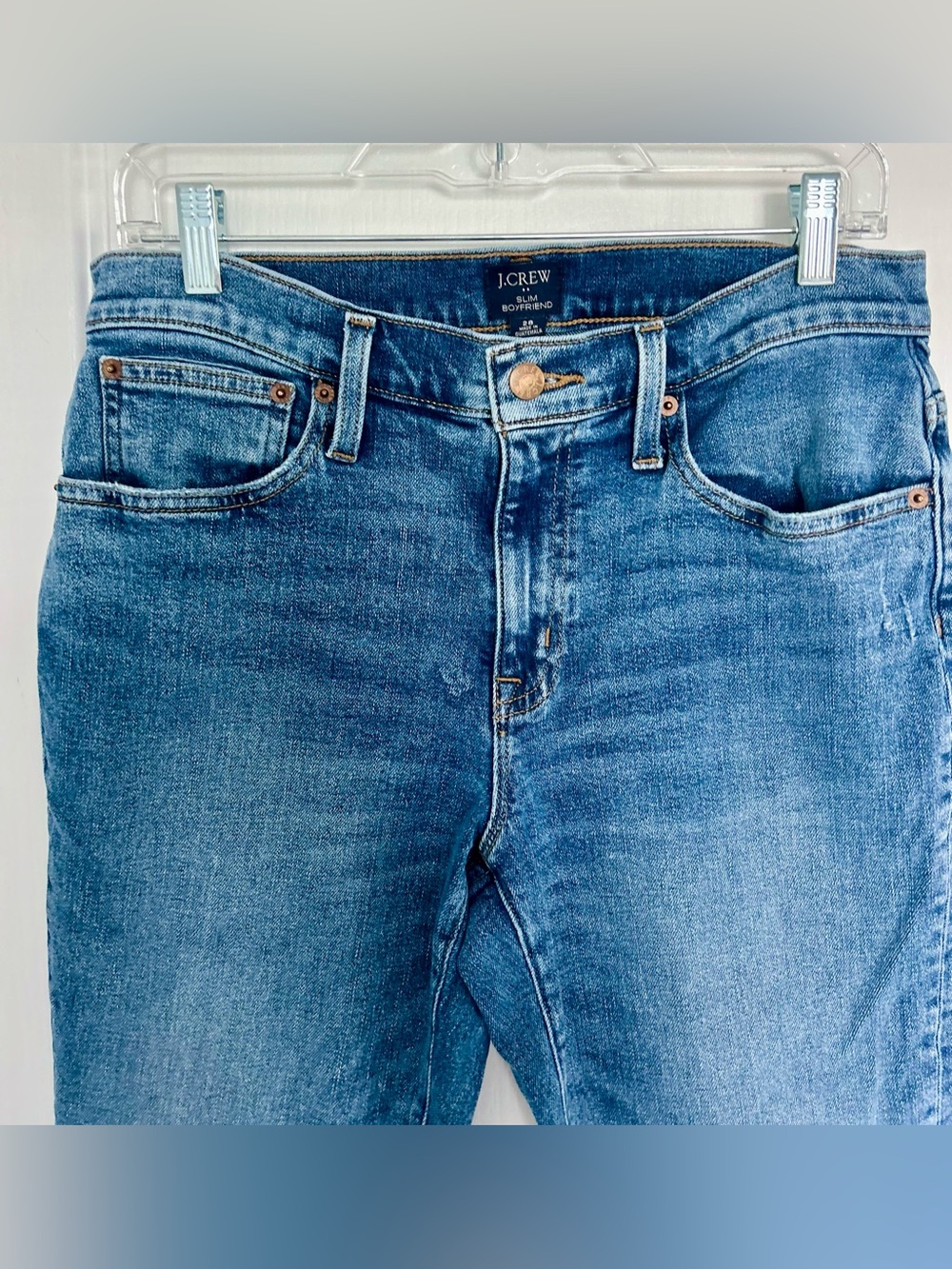 J. Crew Slim Boyfriend Jeans 28/30 Light Wash Mid Rise Stretch Denim BA784 - Picture 3 of 13